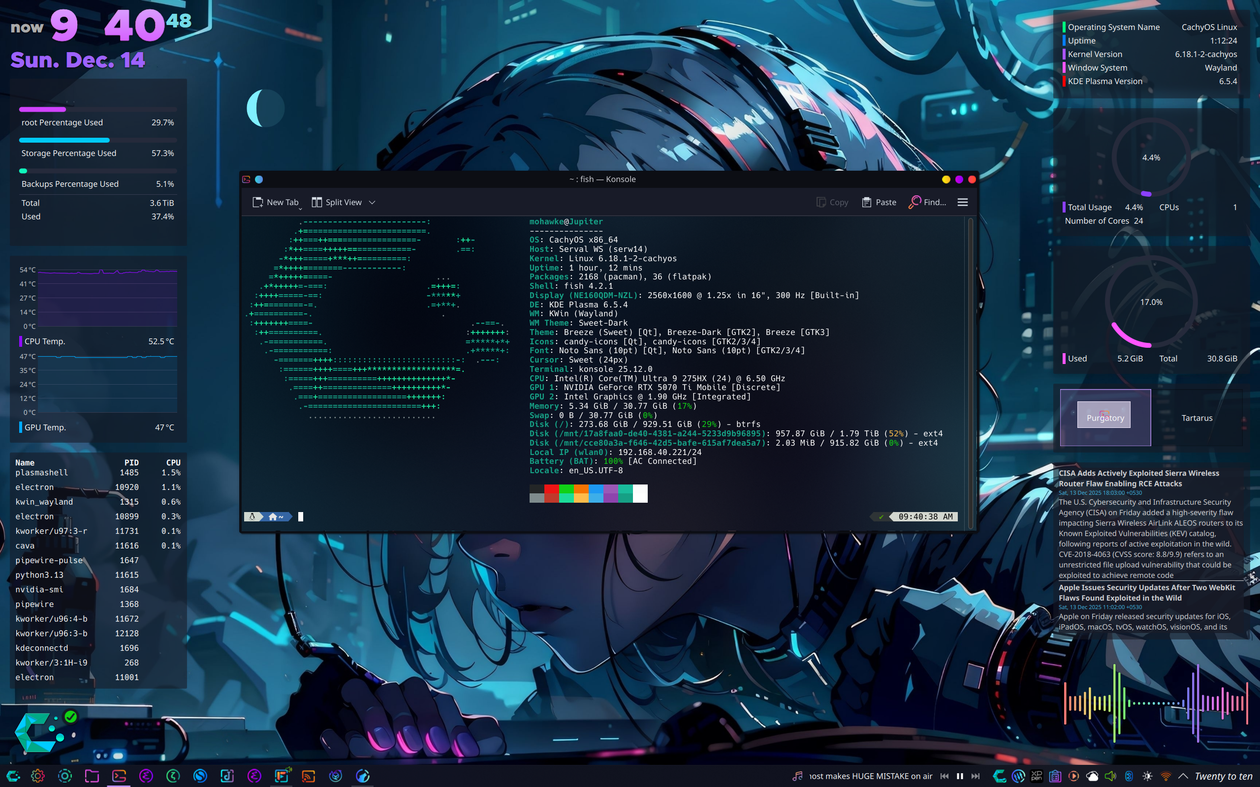 cachyos and kde screenshot