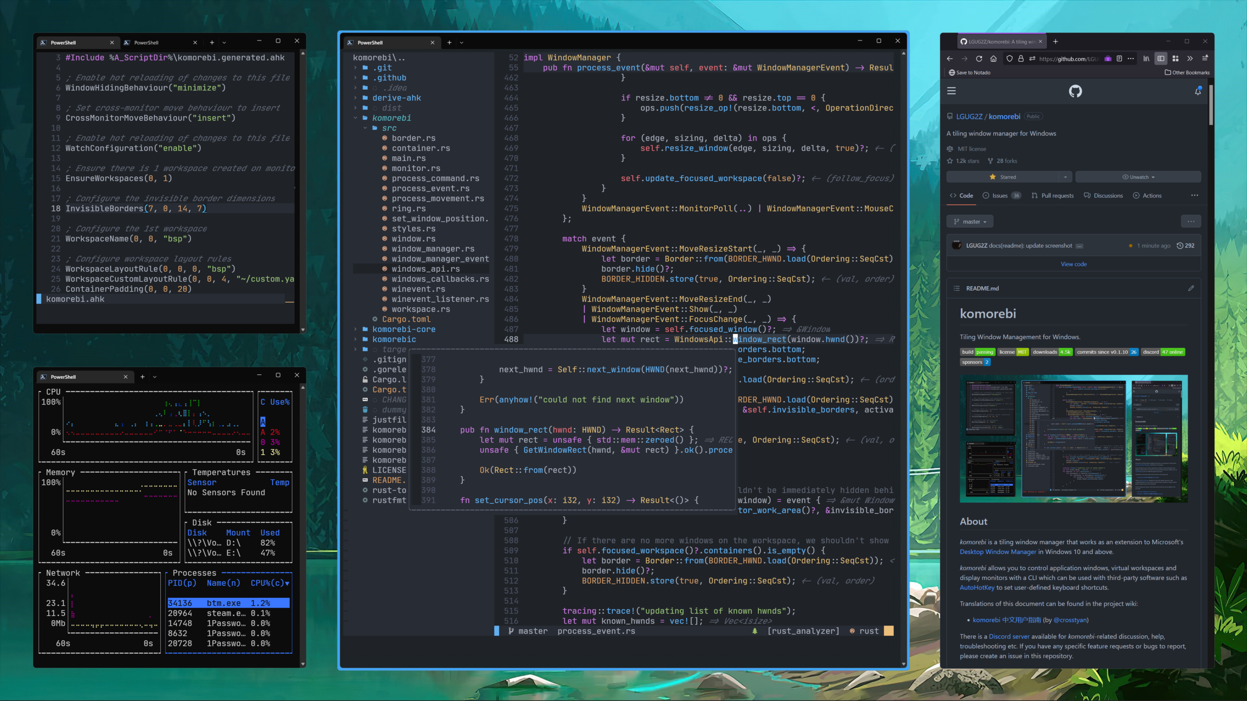 komorebi the Windows window manager.